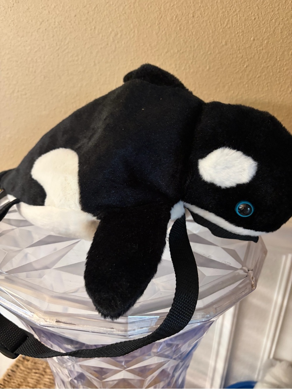 Loro Parque Whale Animal Embassy Black and White Plush Backpack